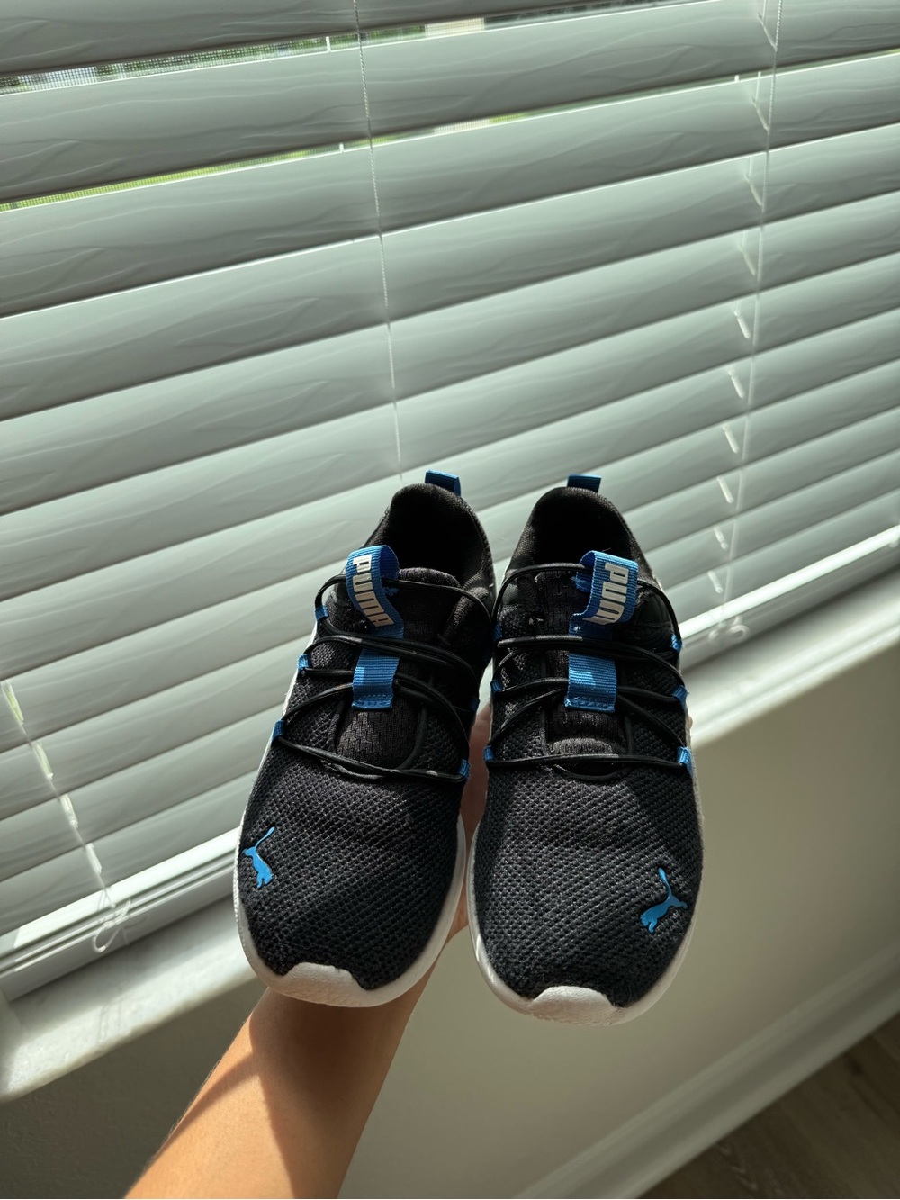 Puma Black and Royal Slip-On Sneakers Lightweight Size 2 (No Insoles)